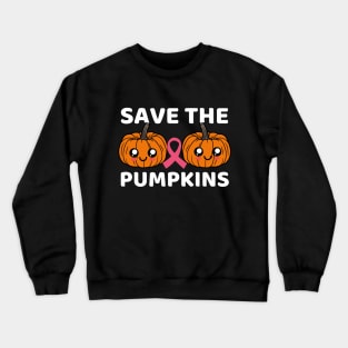 Cute Kawaii Save The Pumpkins Breast Cancer Funny Mom Halloween Crewneck Sweatshirt